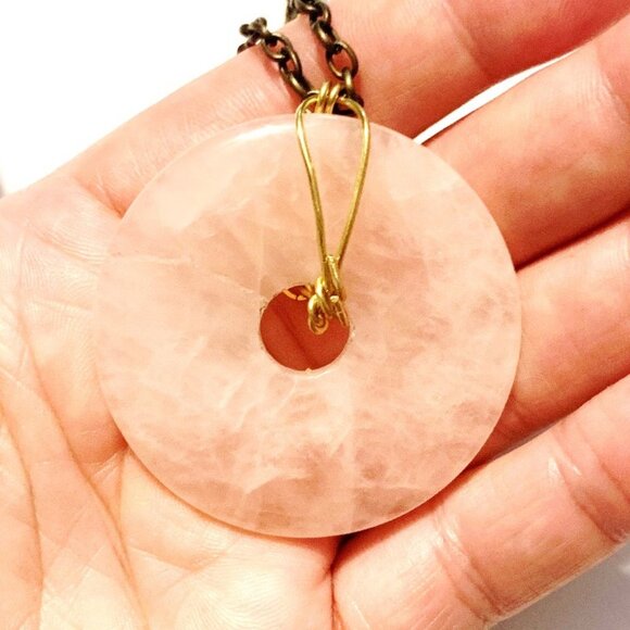 Rose Quartz Donut Pendant Necklace – Love, Healing & Gentle Energy - Picture 4 of 6